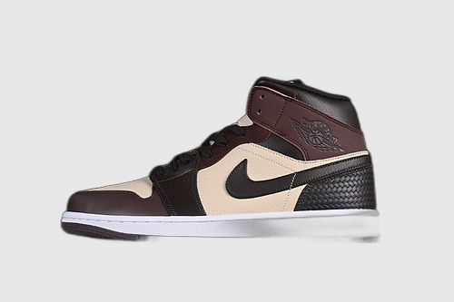 AIR JORDAN 1 MID WHITEBROWNBLACKYELLOW
