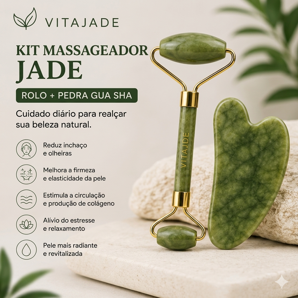 VitaJade™ – Kit Rolo de Jade + Gua Sha