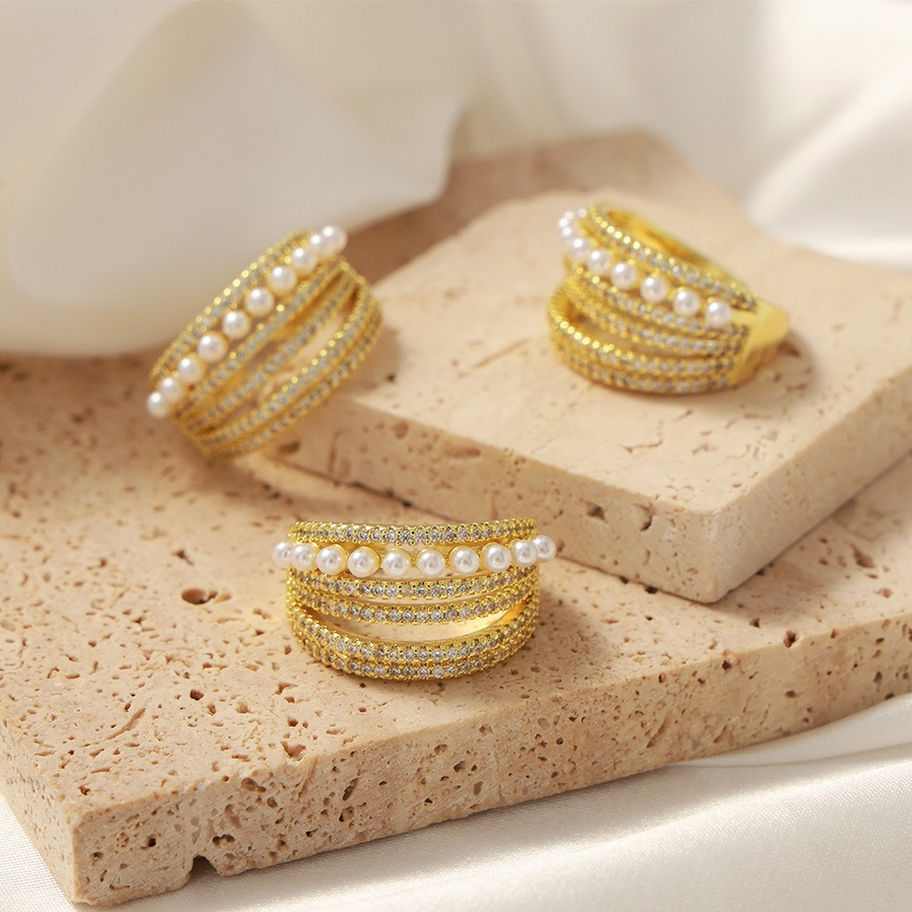 Bague Elara – Perle & Zircon, vue 1