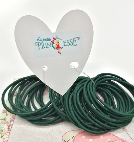 50 Bottle Green Thin Hair Elastics | 2mm School Hair Ties | La