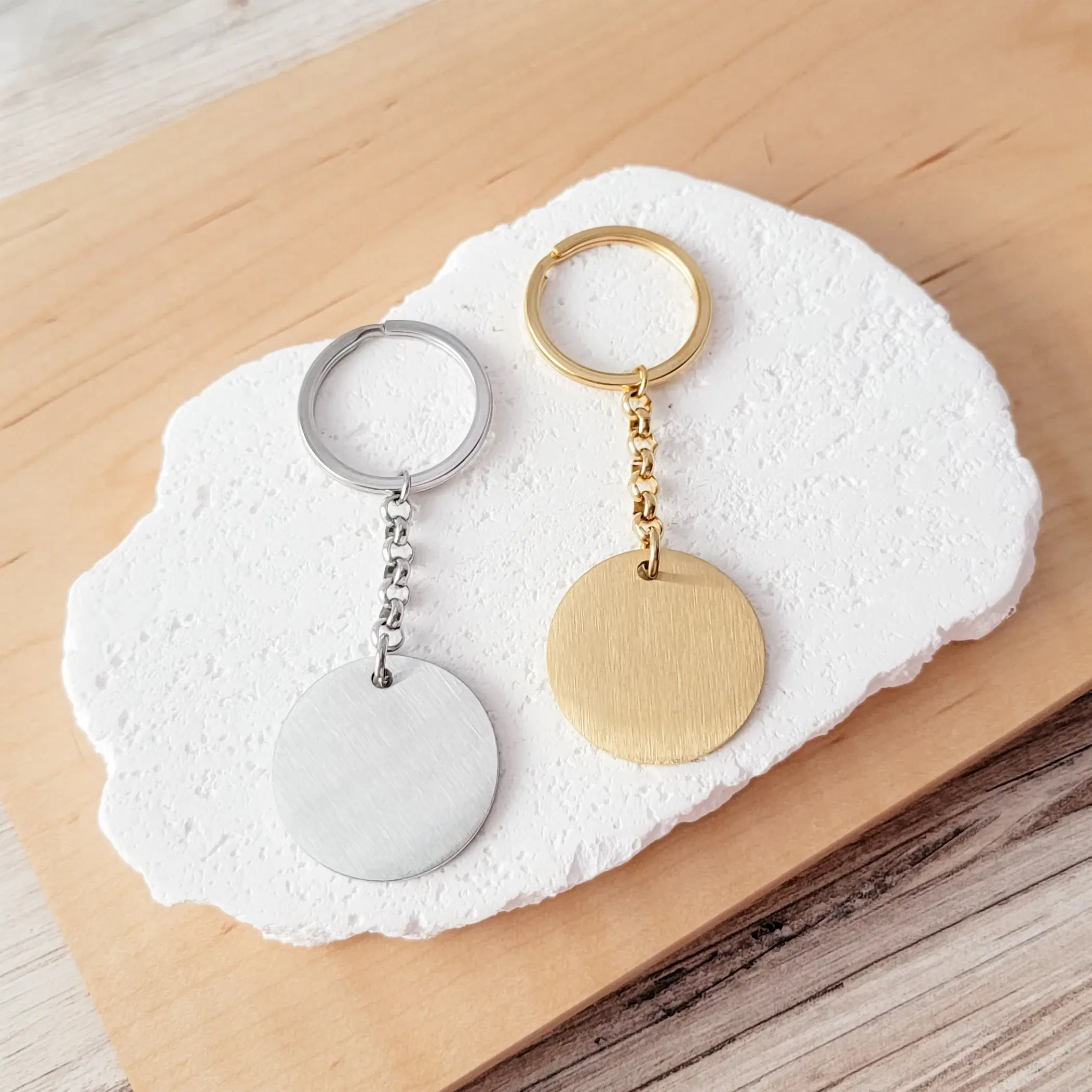 Brushed Circle Keychain
