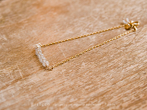 サムネイル： フランス製スフレガラスの透明ナチュラルブレスレット（TJ10743）