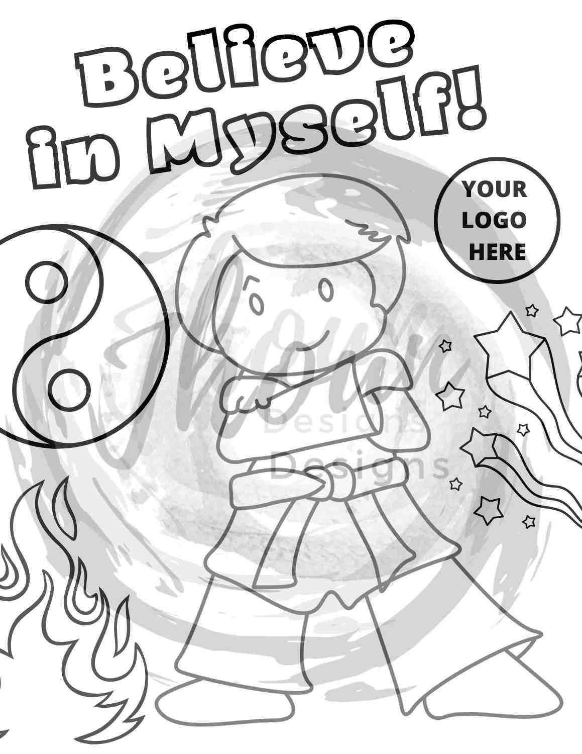 Believe In Myself Boy Ninja Coloring Sheet