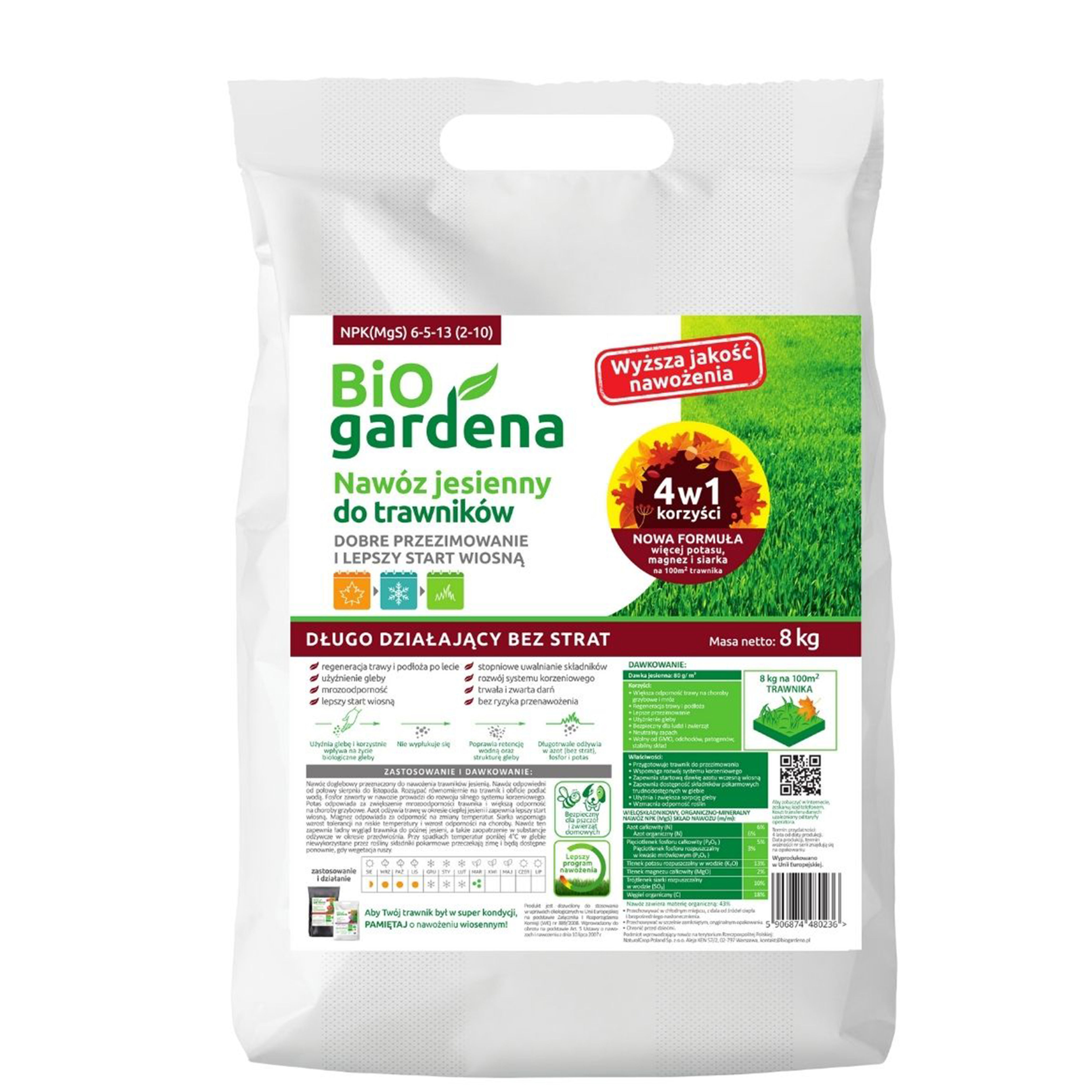 Nawóz BiOgardena jesienny do trawników 8 kg