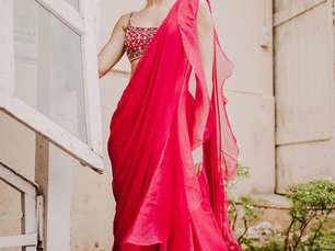 Ananya Panday stuns infuschia pink saree by Ridhi Mehra worth Rs. 88,900