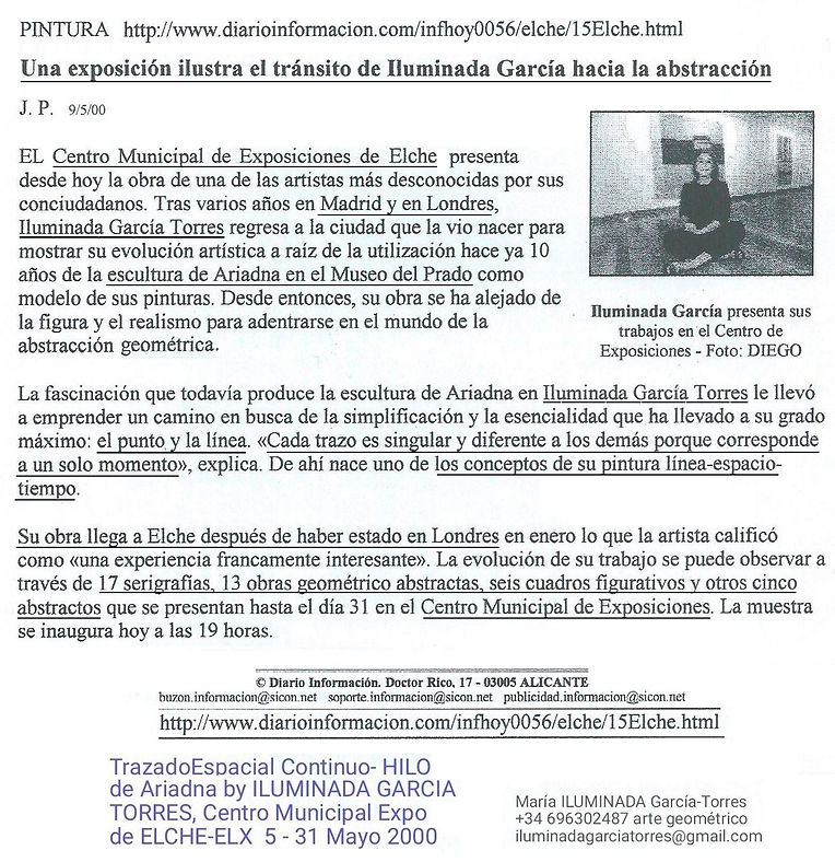 2000 diario INFORMACIÓN ELCHE. TrazadoEspacial Continuo-HILO de Ariadna by ILUMINADA GARCI