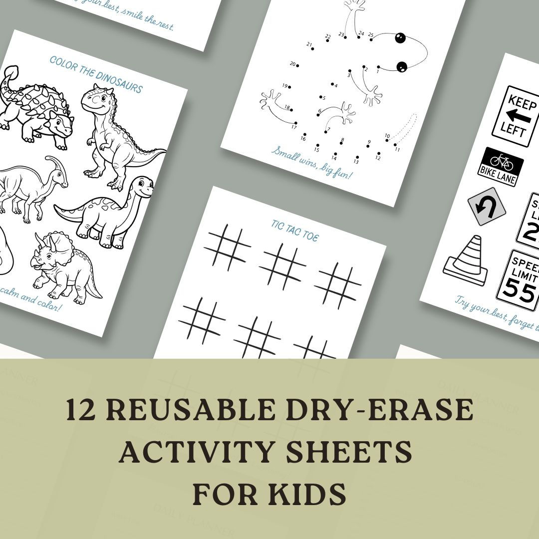 Reusable Dry-Erase Travel Activity Pack for Kids Ages 5–8