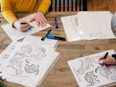 Reusable dry-erase travel activity sheets for kids