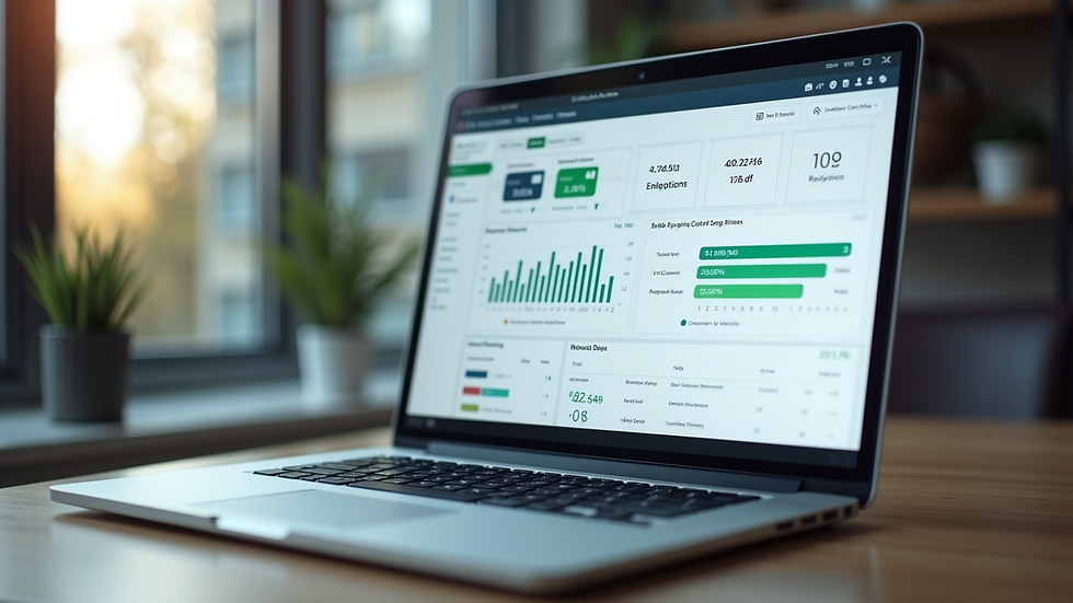 Eye-level view of a laptop displaying payroll software dashboard