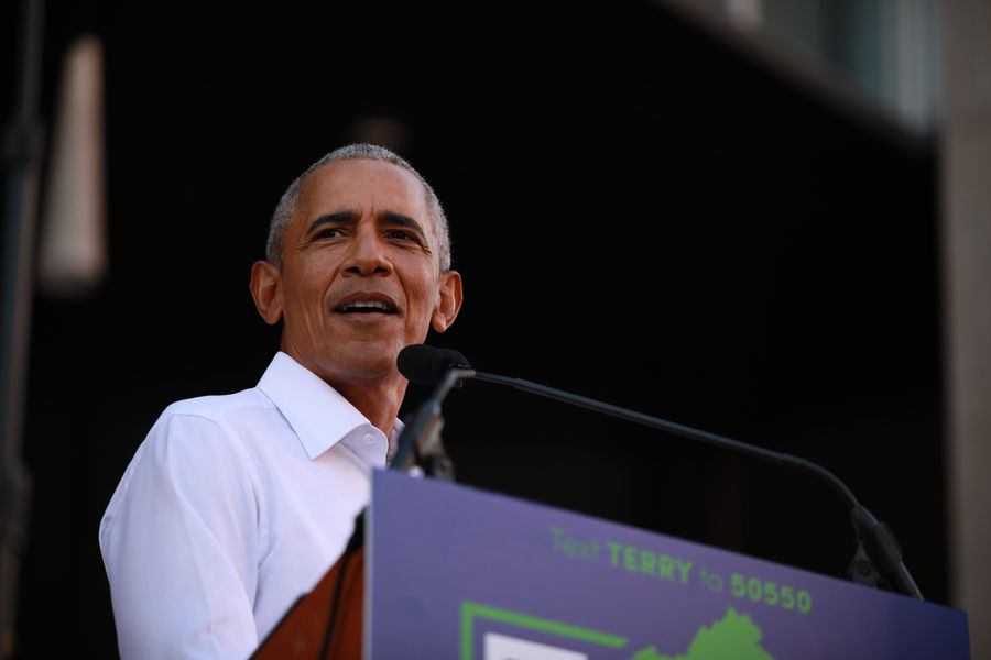 President Obama giving a speech at VCU.