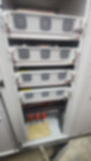 Server rack with ventilated modules and wiring