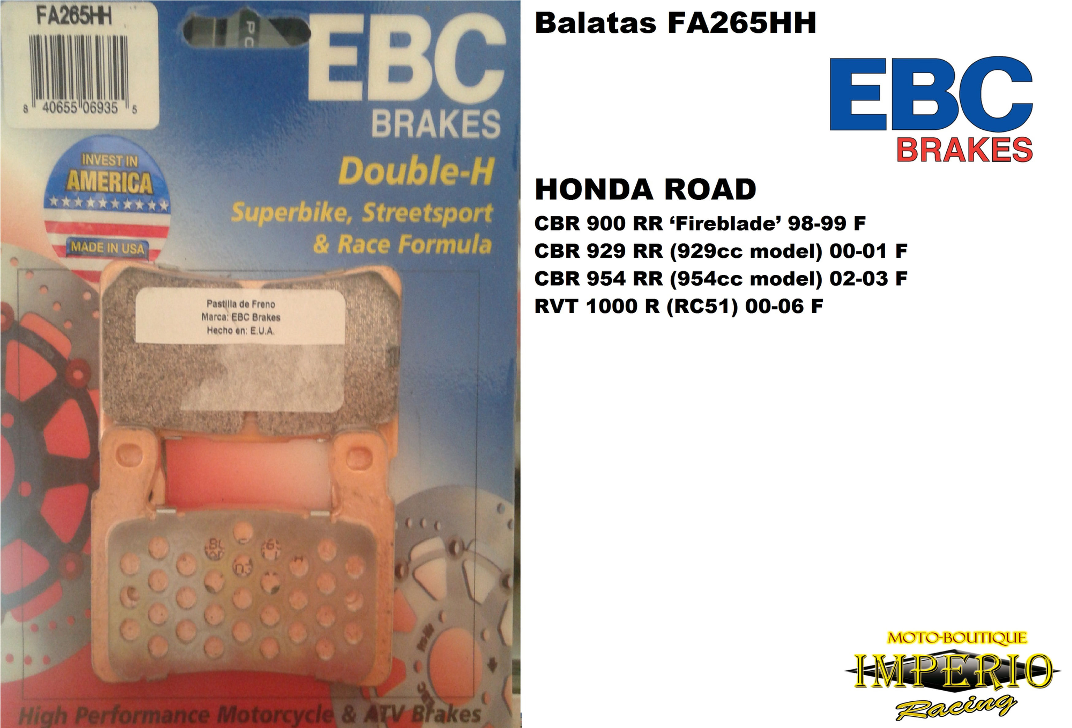 Pastilla freno FA265HH / EBC