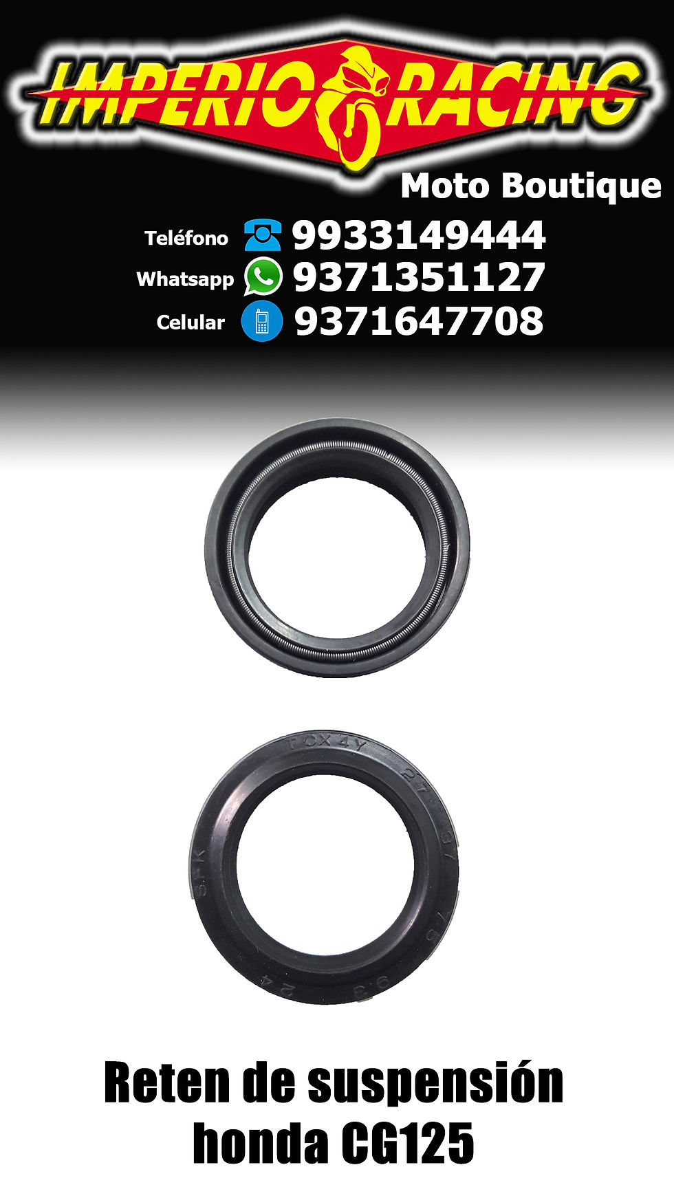 Reten de suspension 27 X 37 X 7.5 P/HONDA CG125 PLATINO