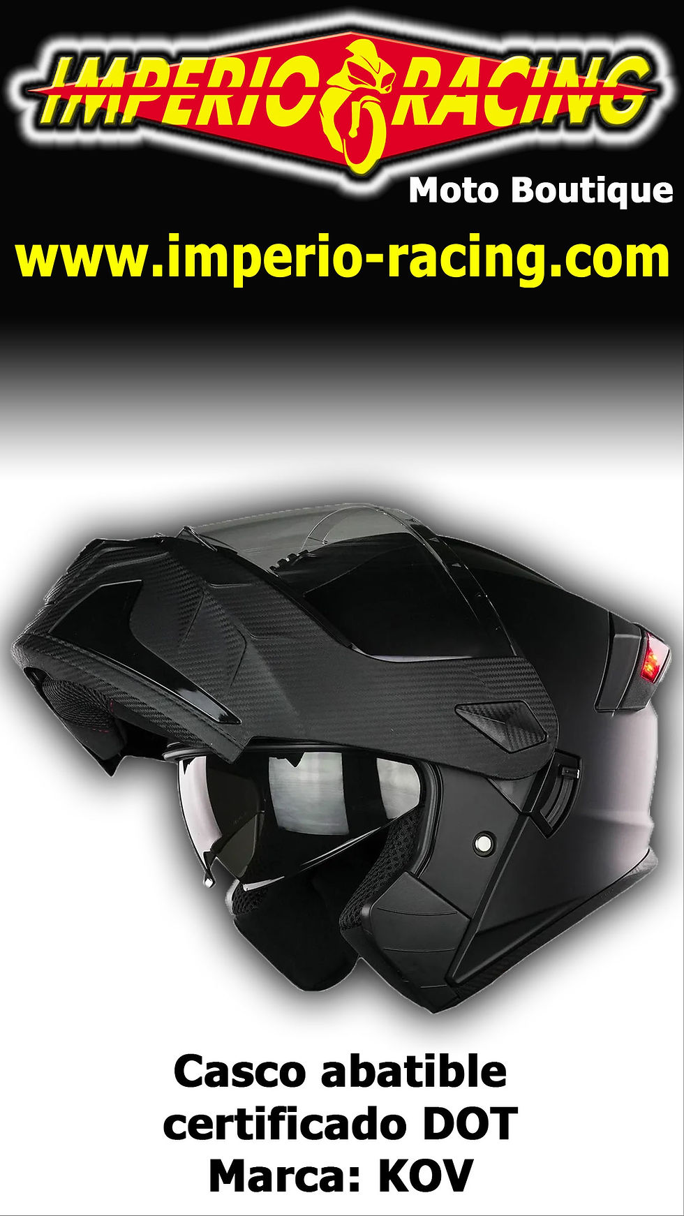 Miniatura: Casco abatible TURBO NEGRO MATE LED KOV