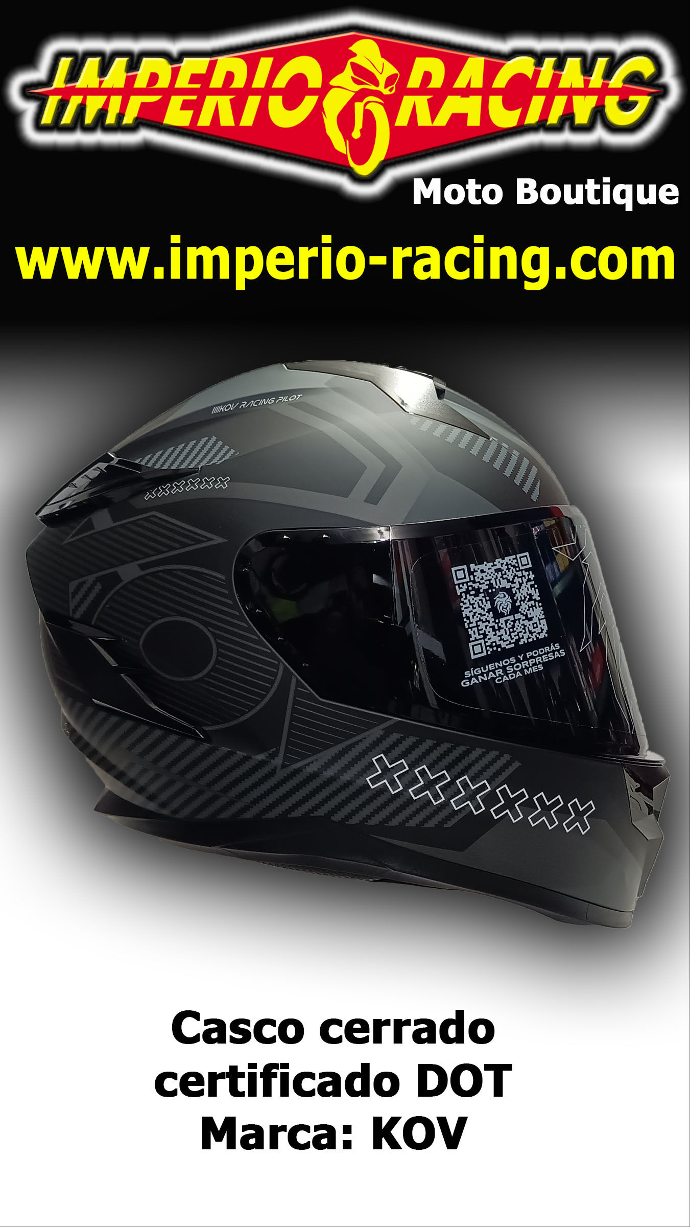Casco cerrado Ares Knox negro certificado DOT / KOV.