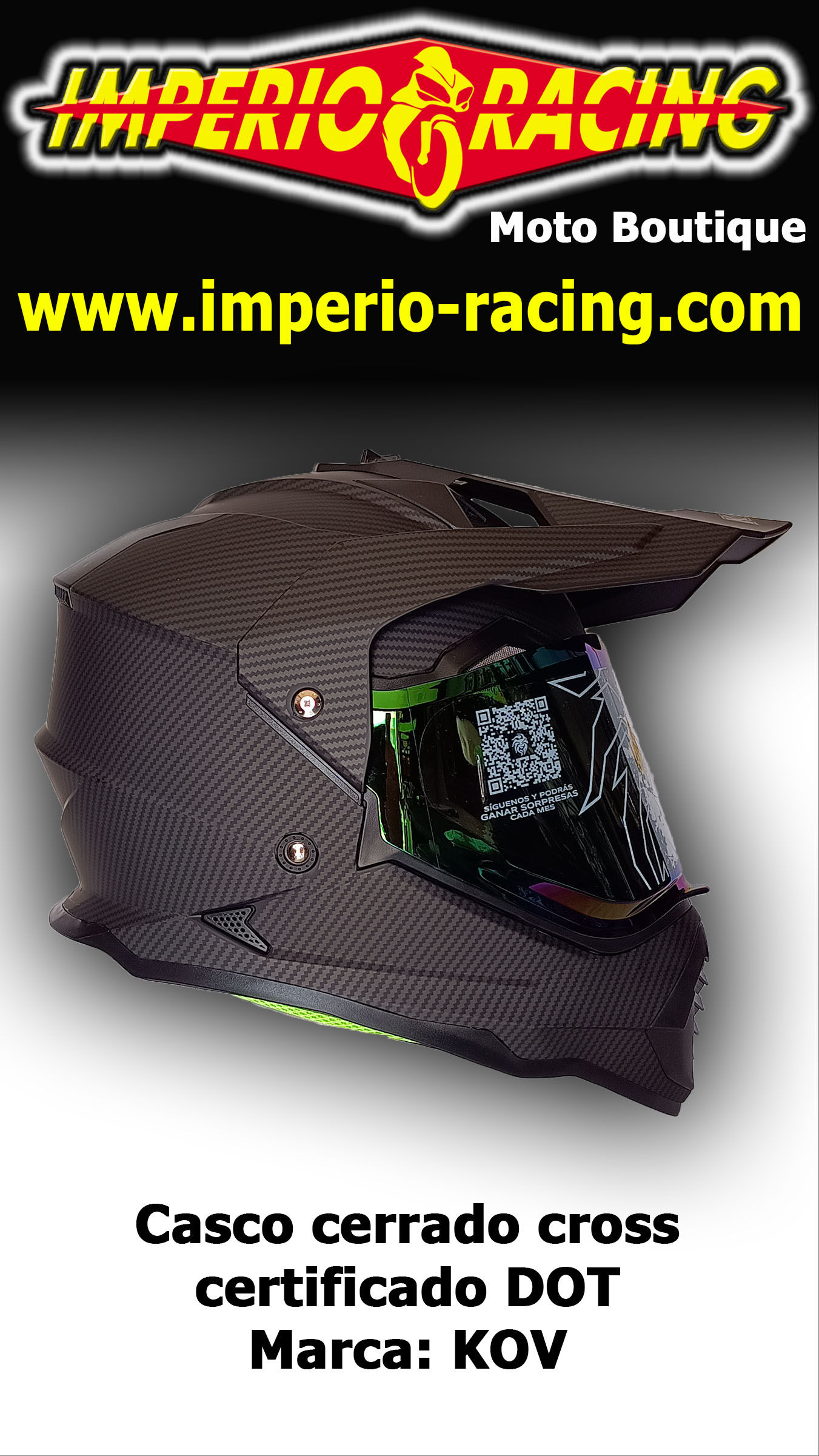 Casco CROSS ONIX certificado DOT / KOV