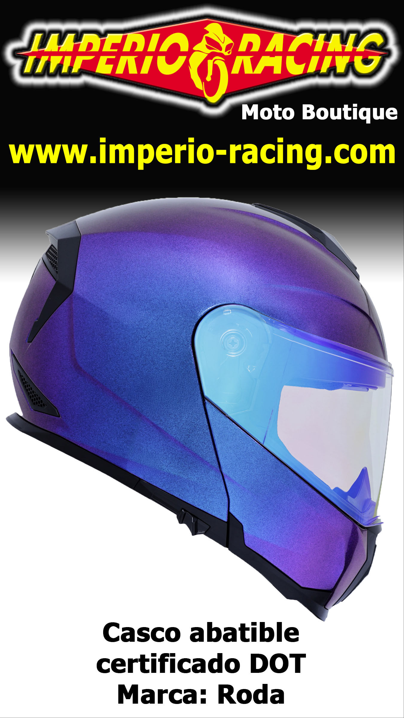 Casco abatible Revenge Pro Galaxy certificado DOT / Roda