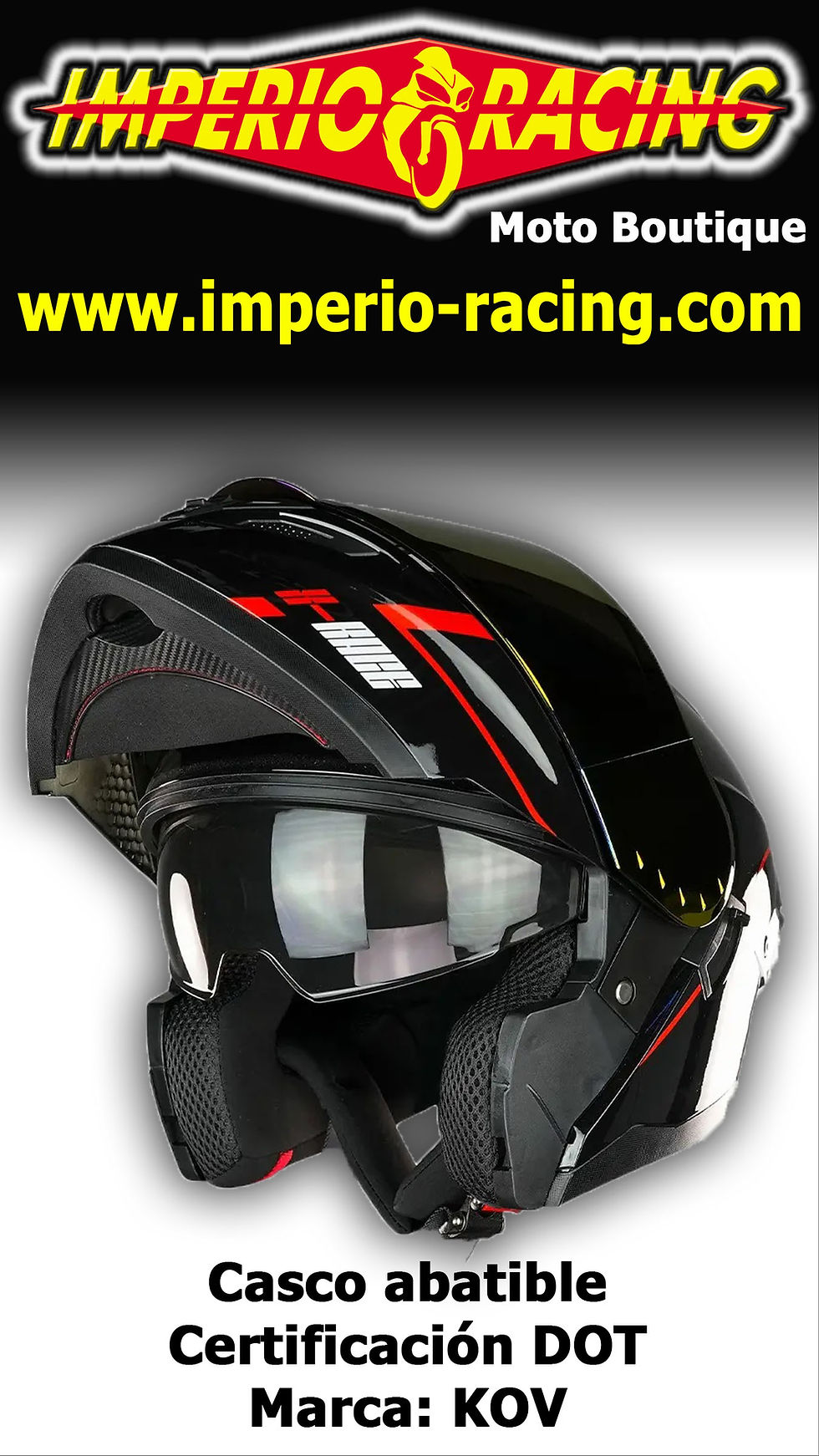 Miniatura: Casco abatible STARK RACE-X NEGRO certificacion DOT / KOV.