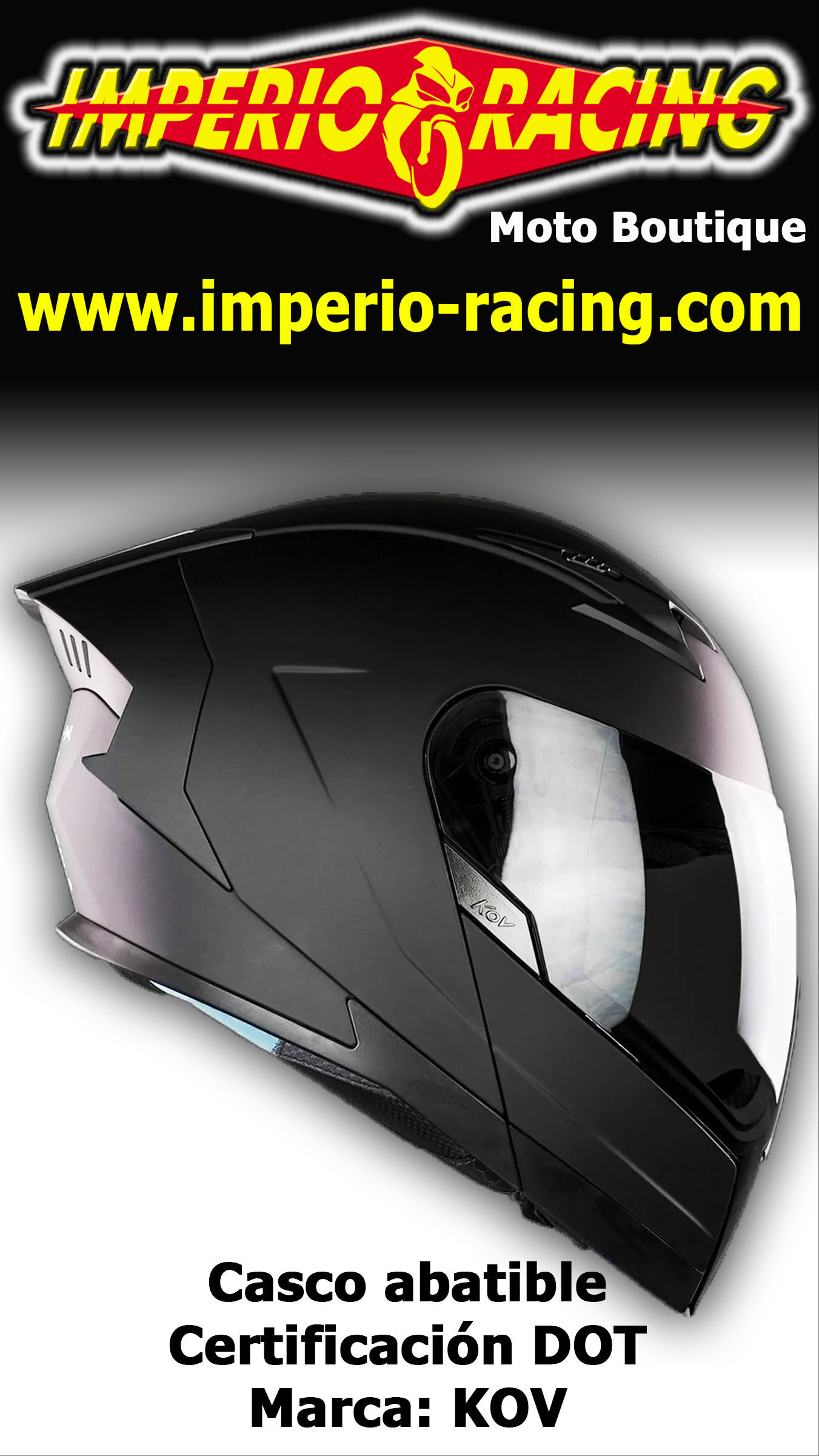 Casco abatible X-KOV LATIN-X Negro Mate certificado DOT /ECE 22-06