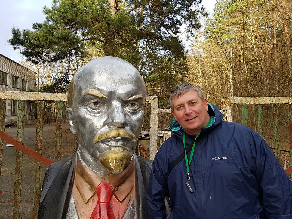 Lenin near the radar station Duga in Chernobyl