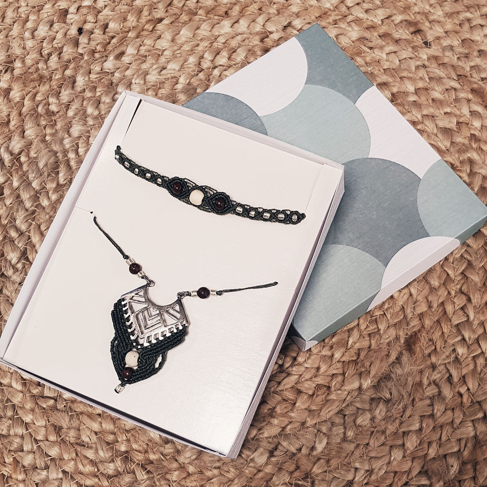 Coffret cadeaux bijoux ethnique - kaki