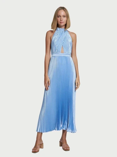L'IDEE Renaissance Halter Side-Slit Pleated Maxi Dress | 27 Dresses & Co L'IDEE Renaissance Halter Side-Slit Pleated Maxi Dress | 27 Dresses & Co