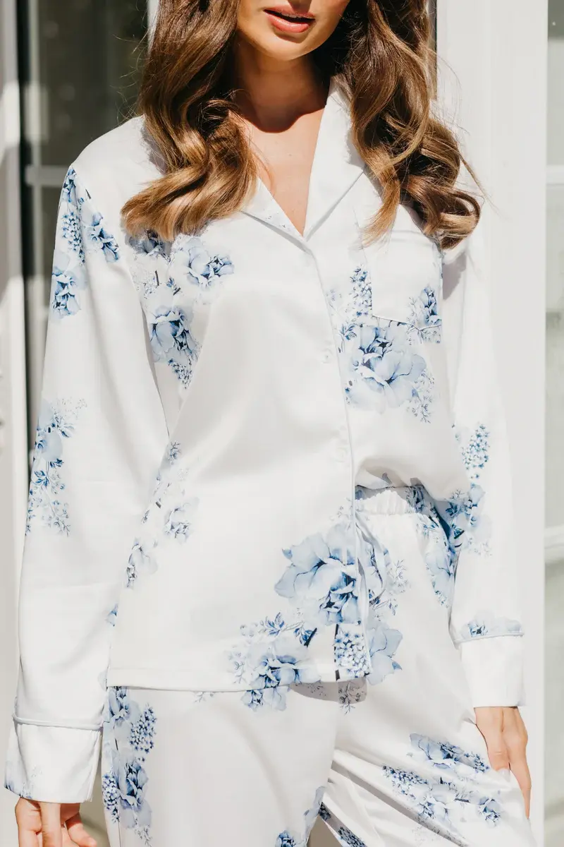 Thumbnail: Lerose Katerina Bleu De Fleur Printed PJ Set