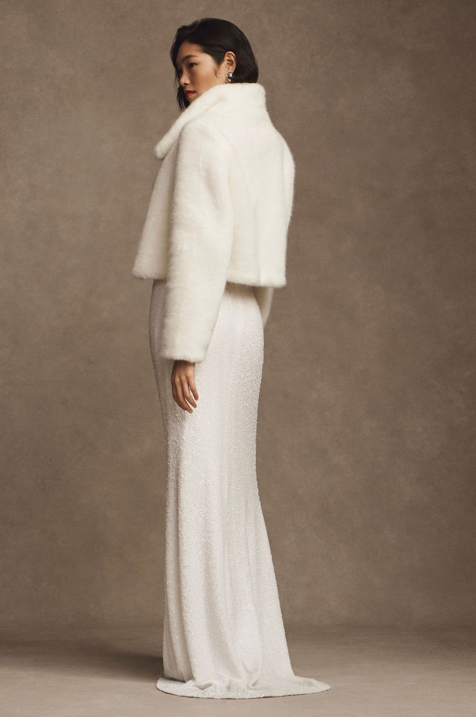 Thumbnail: Unreal Fur Tirage Cropped Collared Faux Fur Jacket