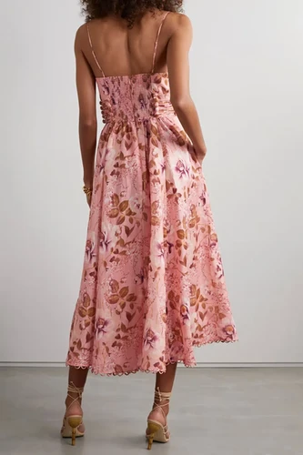 chinese dress ladies Zimmermann Linen Midi Dress Rose Baroque Floral main image 1