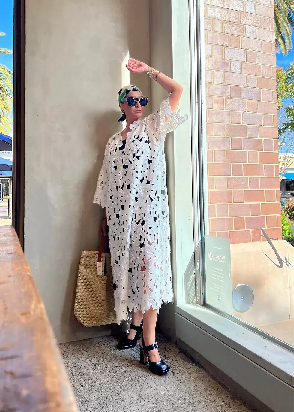Thumbnail: Anthropologie Floral Eyelet Kaftan in White