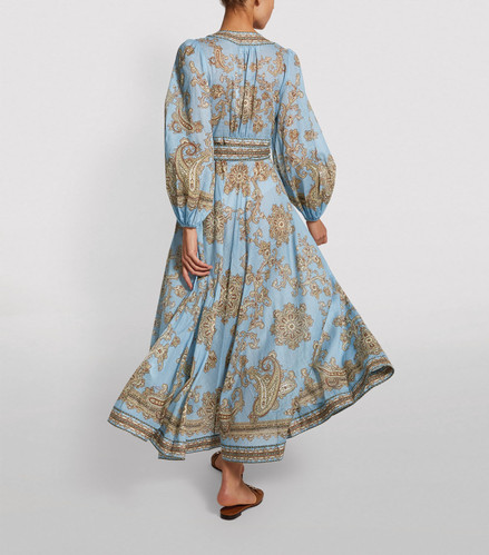 zimmermann blue paisley dress Eva Fashion 3432 Dusty Blue M Sale – The Dress Outlet
