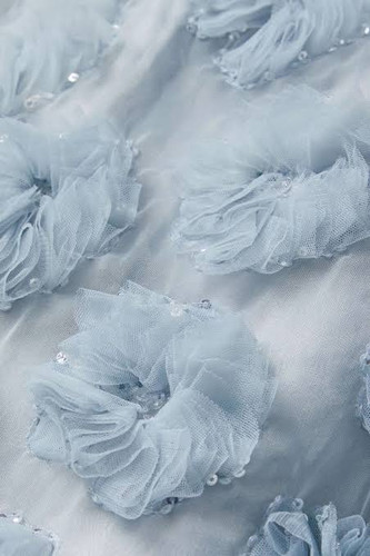 loveshackfancy wells appliqud organza mini dress LoveShackFancy Wells Appliqued Organza Mini Dress - Blue