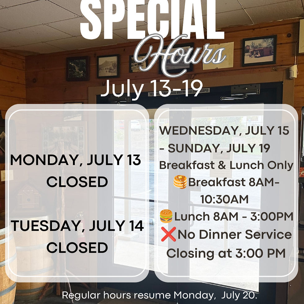 Special Hours: July 13-19