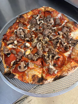 mushroom pizza wood-fired at Tollhouse Market and Grill