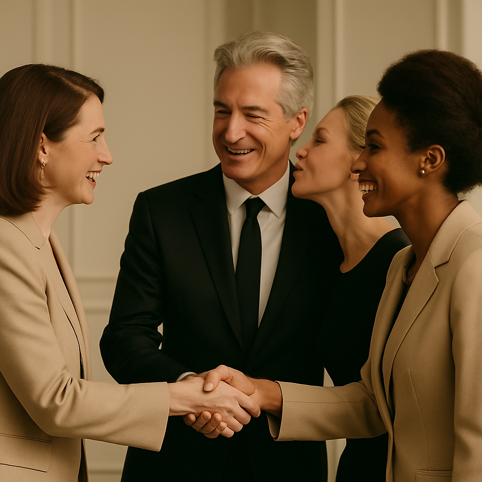 Elegant business greeting between professionals, reflecting dignity, manners and mutual respect