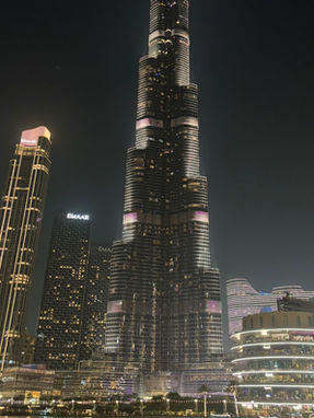 Burj Khalifa and Downtown Dubai skyline at night