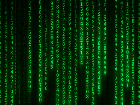 Green digital code falling on a black background, inspired by The Matrix movie, symbolizing simulation and virtual reality
