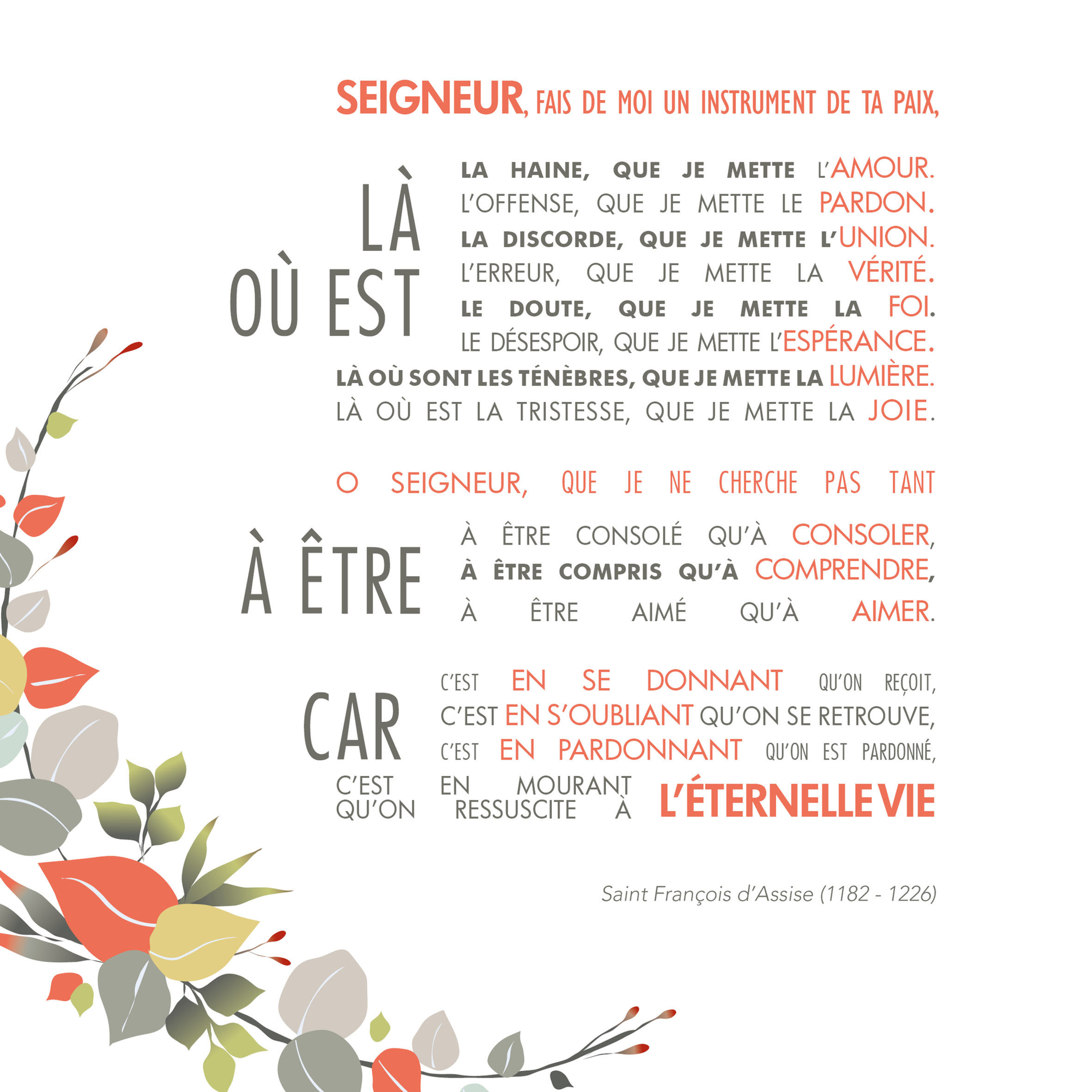 Toile prière Saint François d'Assise