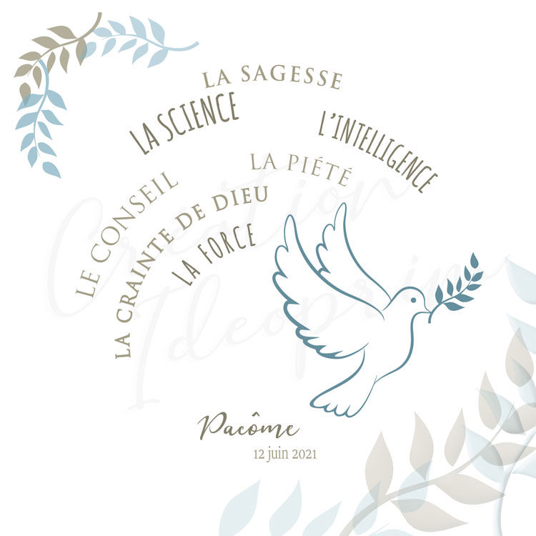 Miniature : Toile Confirmation - décor laurier - 7 dons