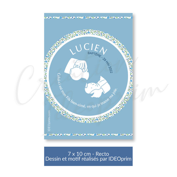 Signet baptême dessin format 7 x 10 cm