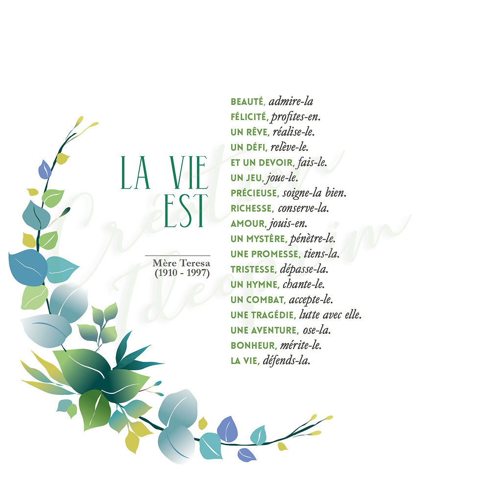 Miniature : Toile prière Père Teresa La vie