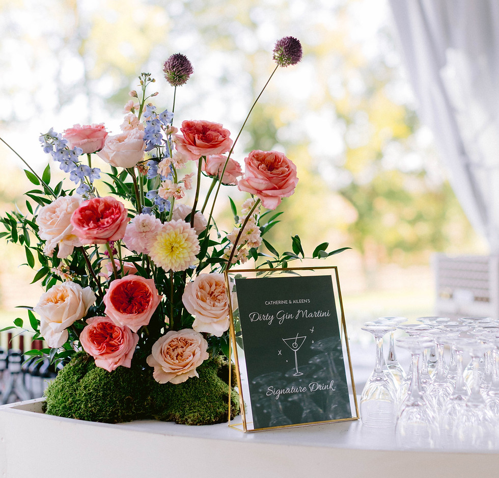 Event floral styling with layered blooms and refined presentation