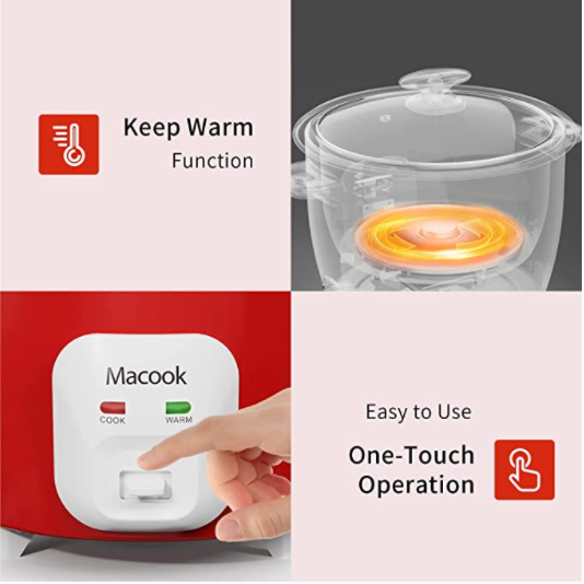 縮圖：Macook Electric Nonstick Rice Cooker, 10-Cup Uncooked (20-Cup Cooked) with Remov