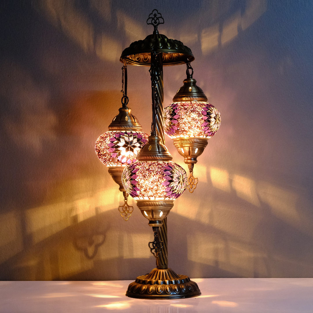 3 globe purple turkish mosaic lamp