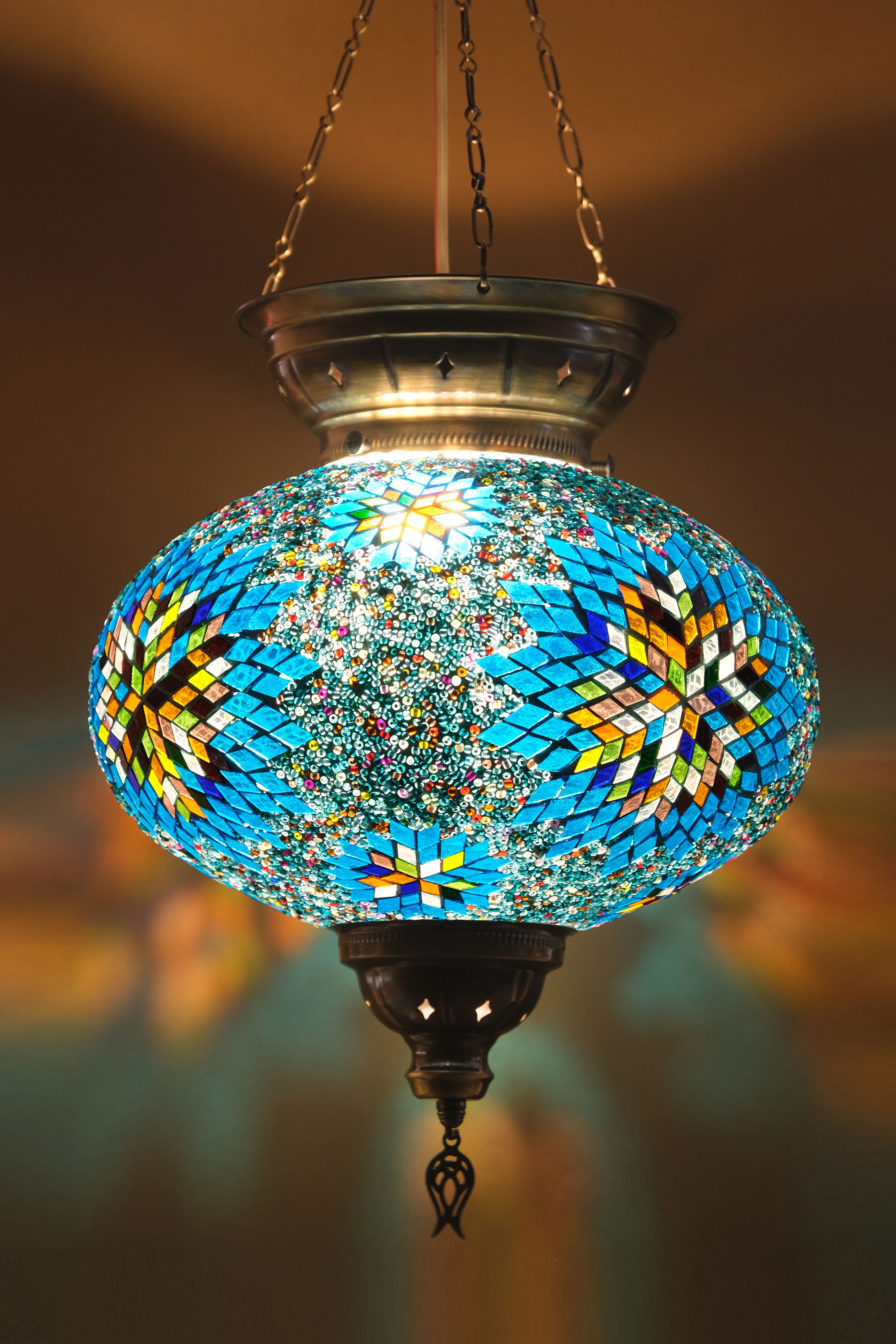 Turkish Mosaic Big Globe Hanging Lamp
