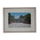 Thumbnail: wall art of a Japanese-style red bridge and a person crossing with a blue umbrella with a wood taupe frame