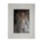 A white framed print of a statue of a Japanese warrior
