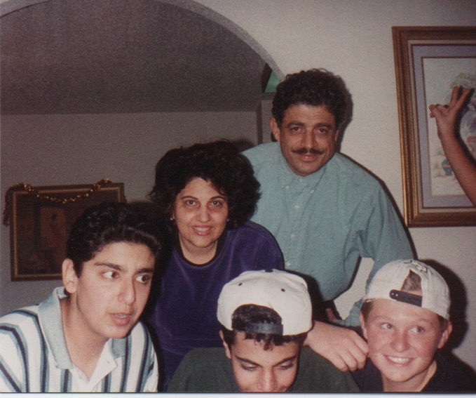 My birthday party with mom, dad, Tim, and Nema (1993-Amherst Ct)