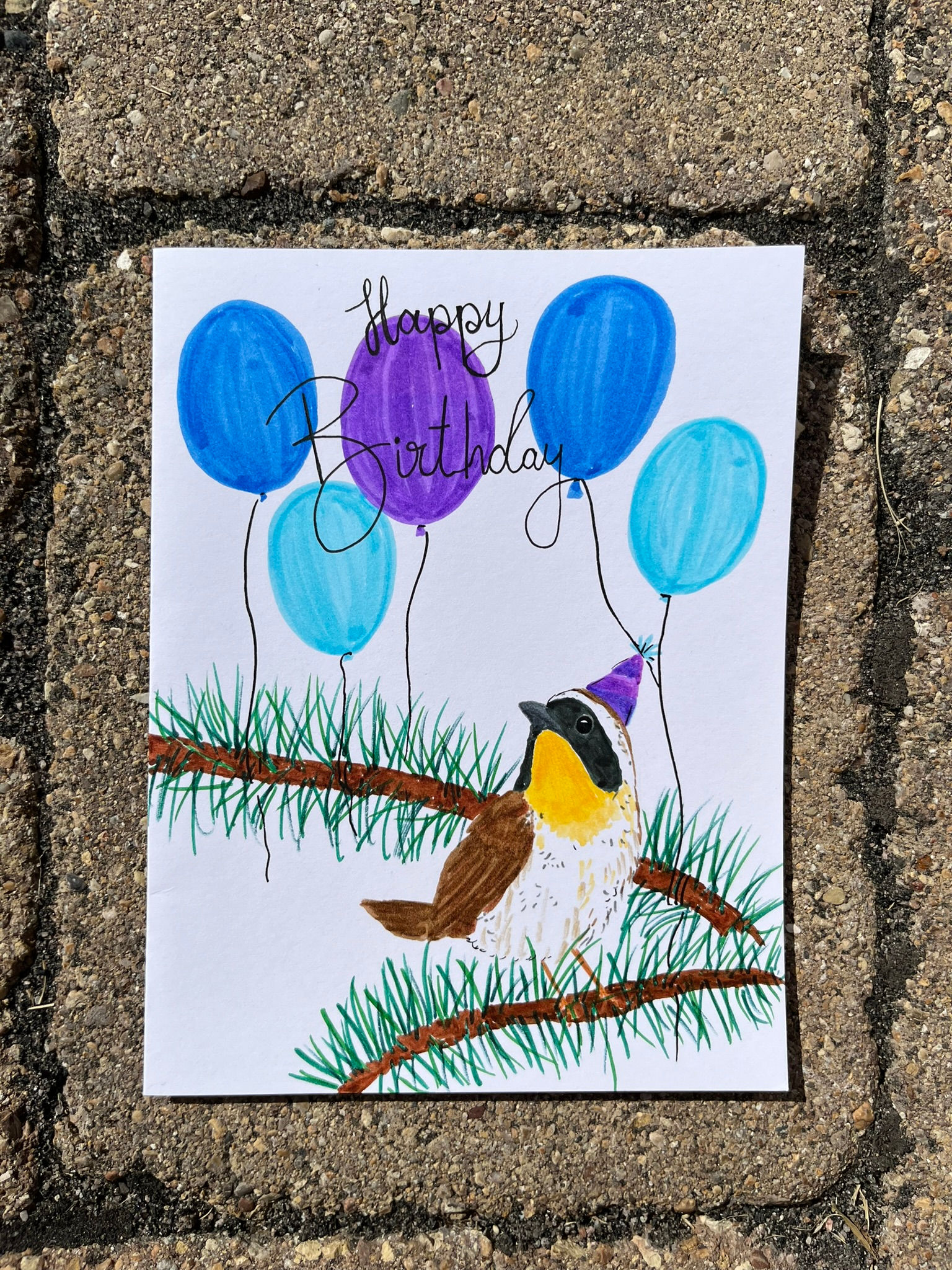 Warbler Birthday Bird Card