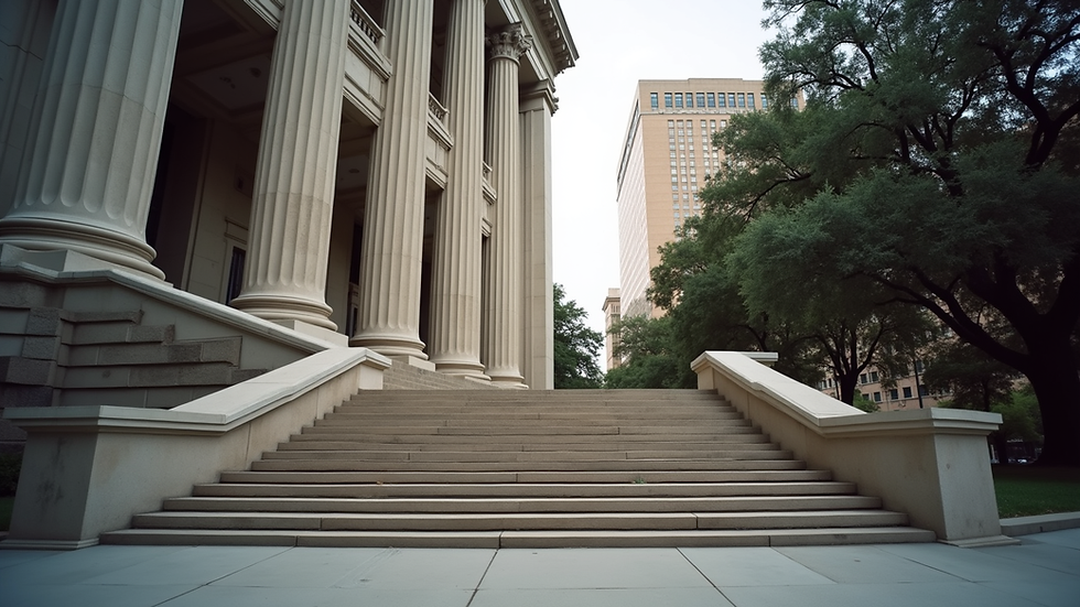 Eye-level view of courthouse steps in Dallas